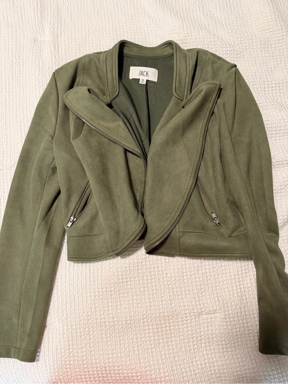 Jack by BB Dakota Olive Suede-Look Moto Jacket